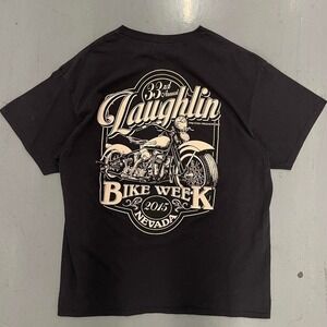Laughlin biker tee with white graphics